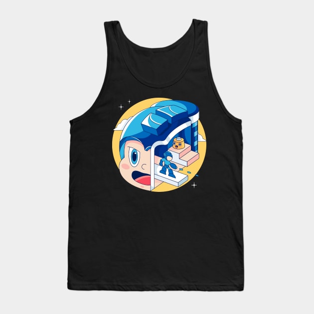 The Blue Bomber Head Tank Top by Fidelmadika_shop